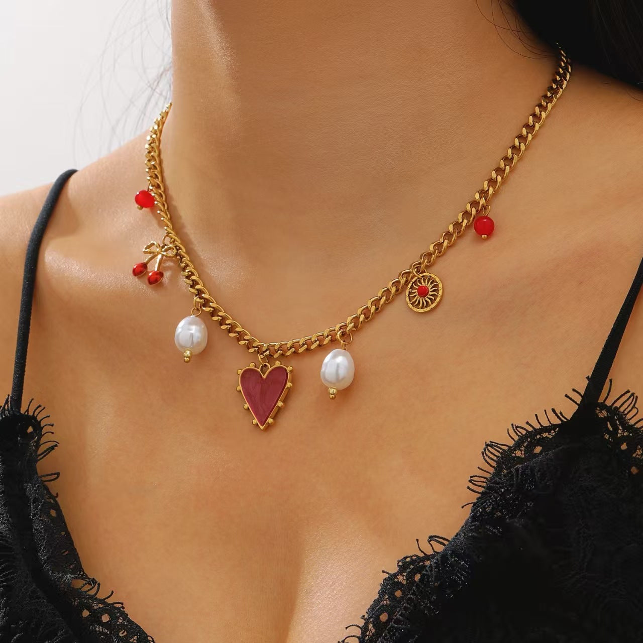 Wholesale Fruit Geometric Pendant Clavicle Necklace